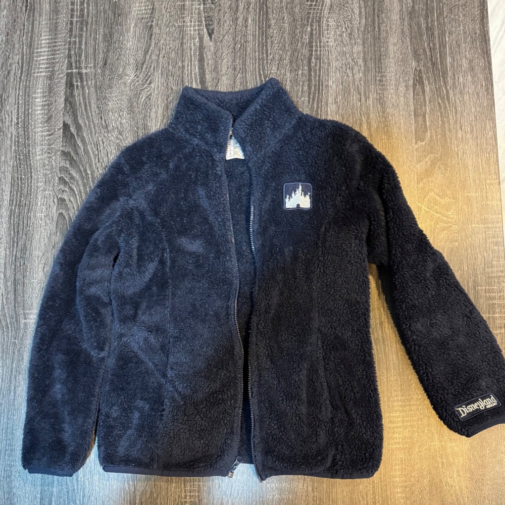 Disney Parks Cinderella's Castle Sherpa Fleece Jacket Navy Blue Women's Size XS - Picture 4 of 9